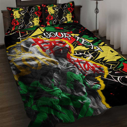 Lion King Africa Graffiti Quilt Bed Set Bold Text and Neon Colors - African Pride
