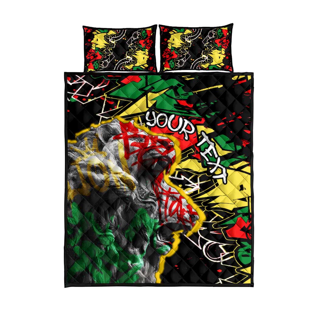 Lion King Africa Graffiti Quilt Bed Set Bold Text and Neon Colors - African Pride