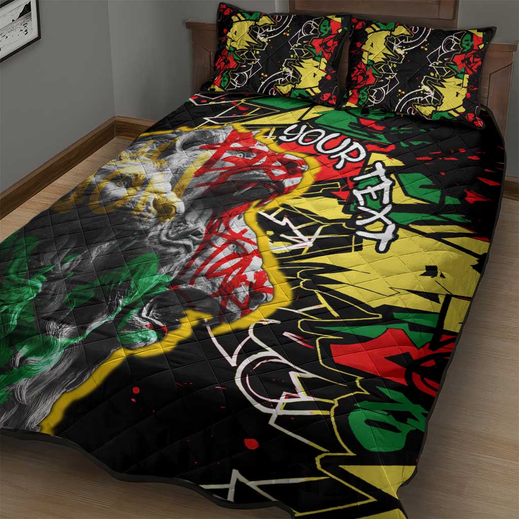 Lion King Africa Graffiti Quilt Bed Set Bold Text and Neon Colors - African Pride