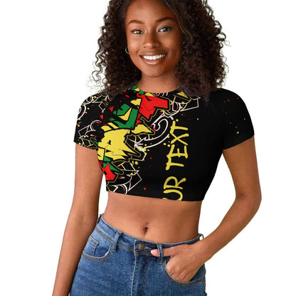 Lion King Africa Graffiti Raglan Cropped T shirt Bold Text and Neon Colors - African Pride