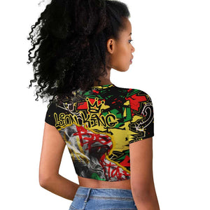Lion King Africa Graffiti Raglan Cropped T shirt Bold Text and Neon Colors - African Pride