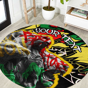 Lion King Africa Graffiti Round Carpet Bold Text and Neon Colors - African Pride