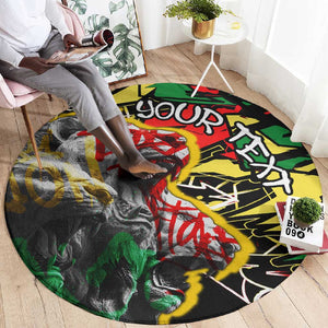 Lion King Africa Graffiti Round Carpet Bold Text and Neon Colors - African Pride