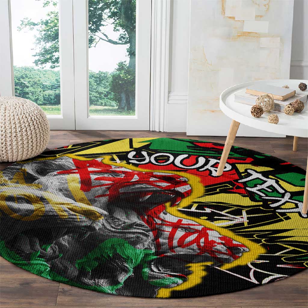 Lion King Africa Graffiti Round Carpet Bold Text and Neon Colors - African Pride