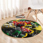 Lion King Africa Graffiti Round Carpet Bold Text and Neon Colors - African Pride