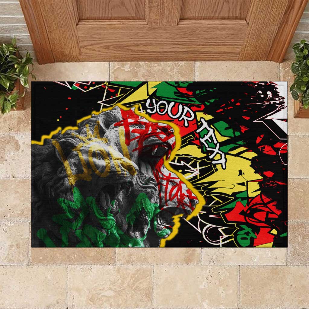 Lion King Africa Graffiti Rubber Doormat Bold Text and Neon Colors - African Pride