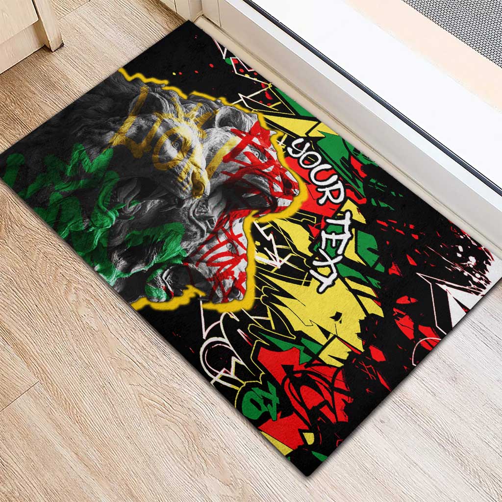 Lion King Africa Graffiti Rubber Doormat Bold Text and Neon Colors - African Pride