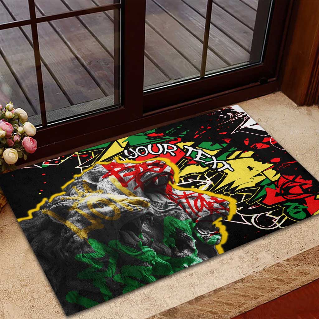 Lion King Africa Graffiti Rubber Doormat Bold Text and Neon Colors - African Pride