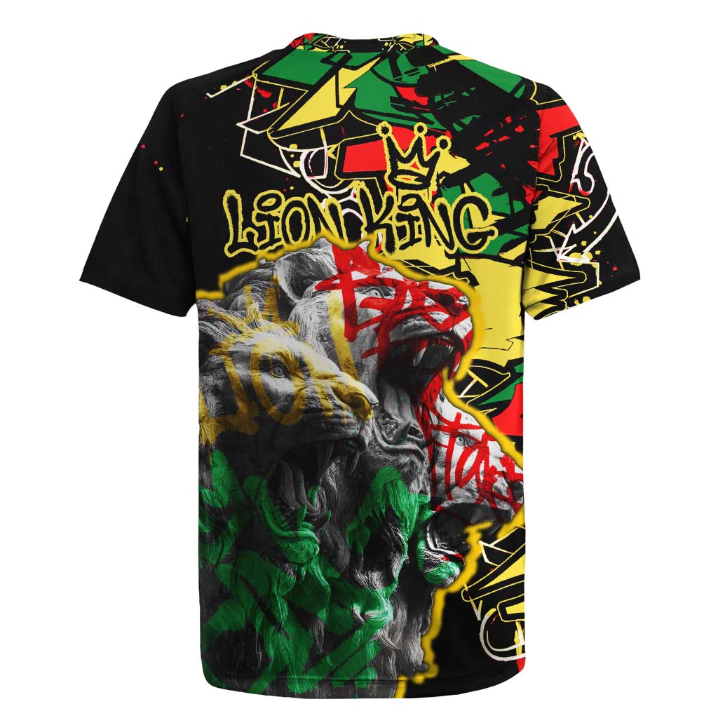 Lion King Africa Graffiti Rugby Jersey Bold Text and Neon Colors - African Pride