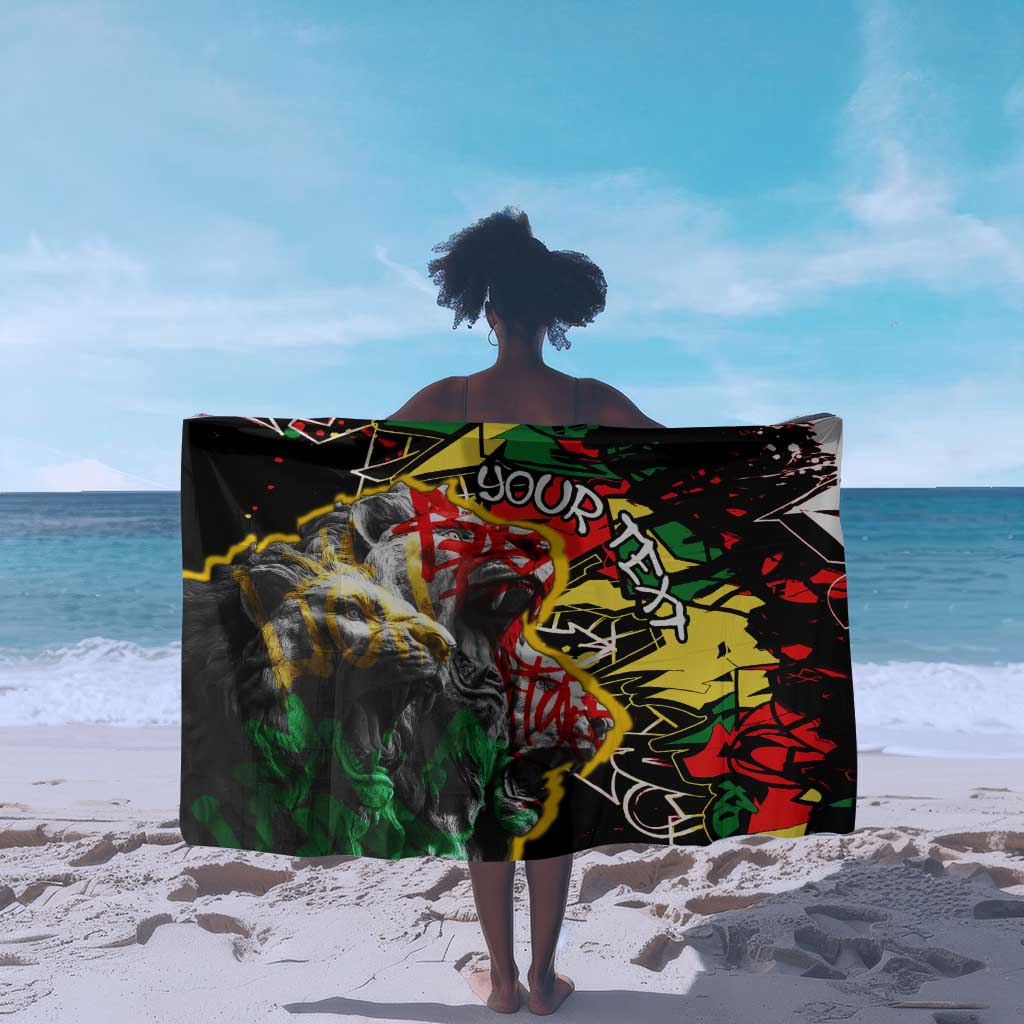 Lion King Africa Graffiti Sarong Bold Text and Neon Colors - African Pride