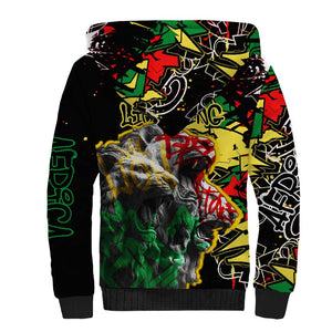 Lion King Africa Graffiti Sherpa Hoodie Bold Text and Neon Colors - African Pride