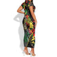 Lion King Africa Graffiti Short Sleeve Bodycon Dress Bold Text and Neon Colors - African Pride