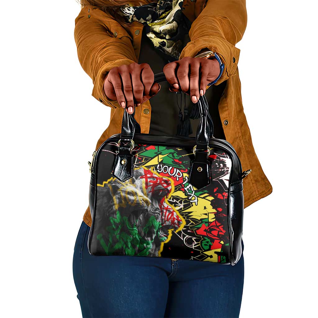 Lion King Africa Graffiti Shoulder Handbag Bold Text and Neon Colors - African Pride
