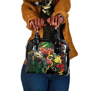 Lion King Africa Graffiti Shoulder Handbag Bold Text and Neon Colors - African Pride