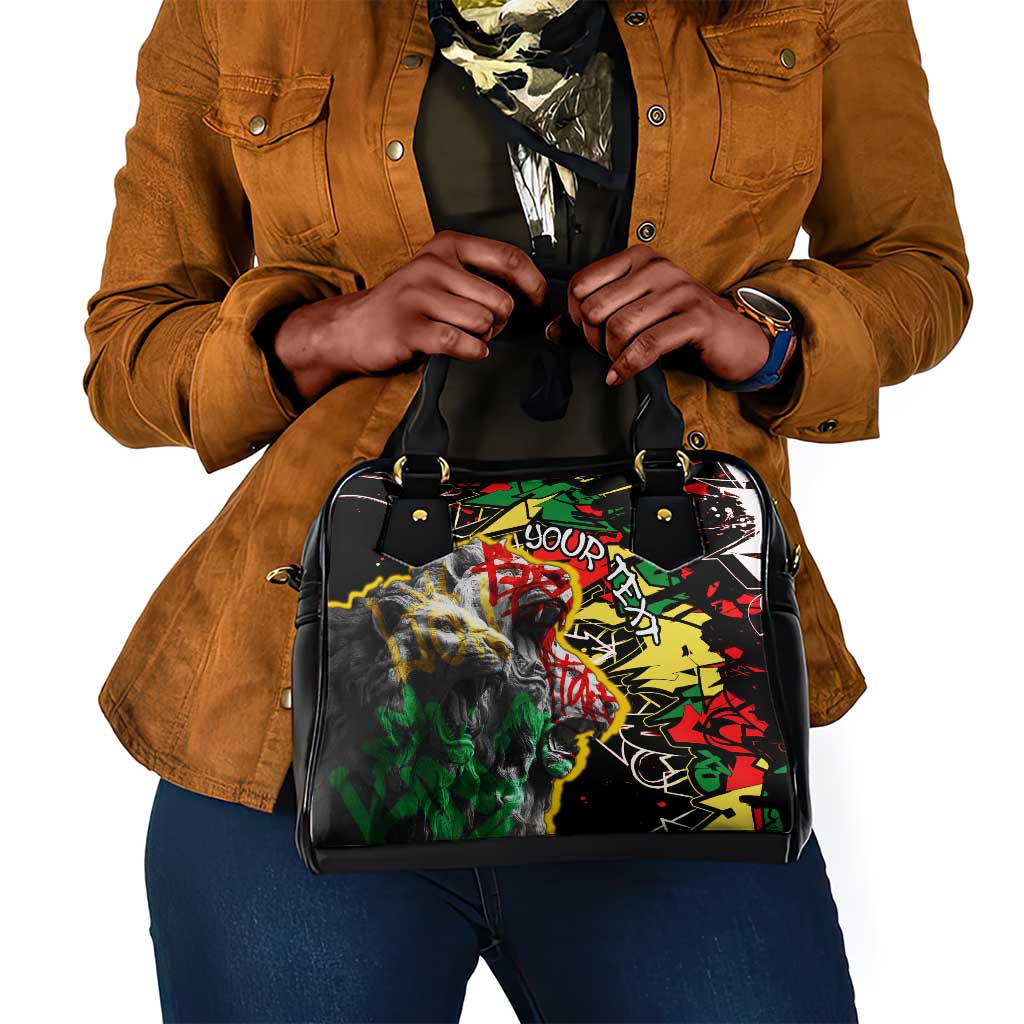Lion King Africa Graffiti Shoulder Handbag Bold Text and Neon Colors - African Pride