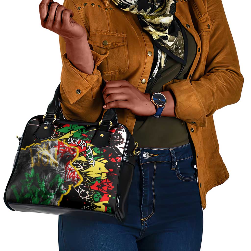 Lion King Africa Graffiti Shoulder Handbag Bold Text and Neon Colors - African Pride
