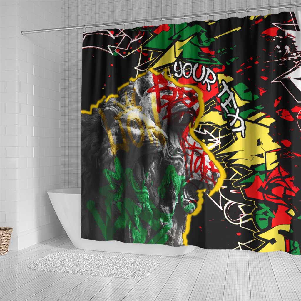 Lion King Africa Graffiti Shower Curtain Bold Text and Neon Colors - African Pride