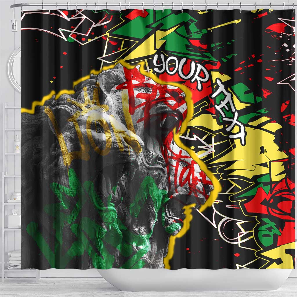 Lion King Africa Graffiti Shower Curtain Bold Text and Neon Colors - African Pride