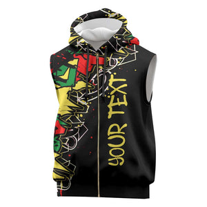 Lion King Africa Graffiti Sleeveless Zip Hoodie Bold Text and Neon Colors - African Pride