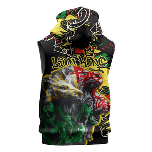 Lion King Africa Graffiti Sleeveless Zip Hoodie Bold Text and Neon Colors - African Pride