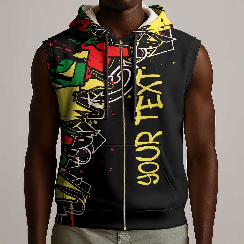 Lion King Africa Graffiti Sleeveless Zip Hoodie Bold Text and Neon Colors - African Pride