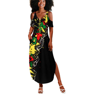 Lion King Africa Graffiti Summer Maxi Dress Bold Text and Neon Colors - African Pride