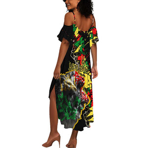 Lion King Africa Graffiti Summer Maxi Dress Bold Text and Neon Colors - African Pride