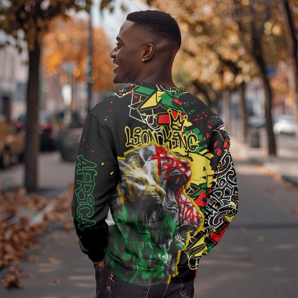 Lion King Africa Graffiti Sweatshirt Bold Text and Neon Colors - African Pride