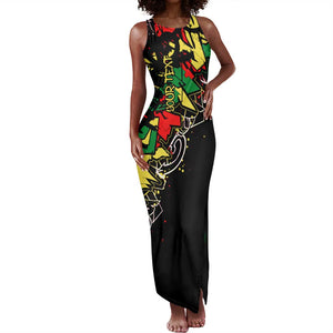 Lion King Africa Graffiti Tank Maxi Dress Bold Text and Neon Colors - African Pride
