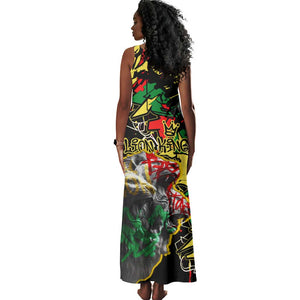 Lion King Africa Graffiti Tank Maxi Dress Bold Text and Neon Colors - African Pride