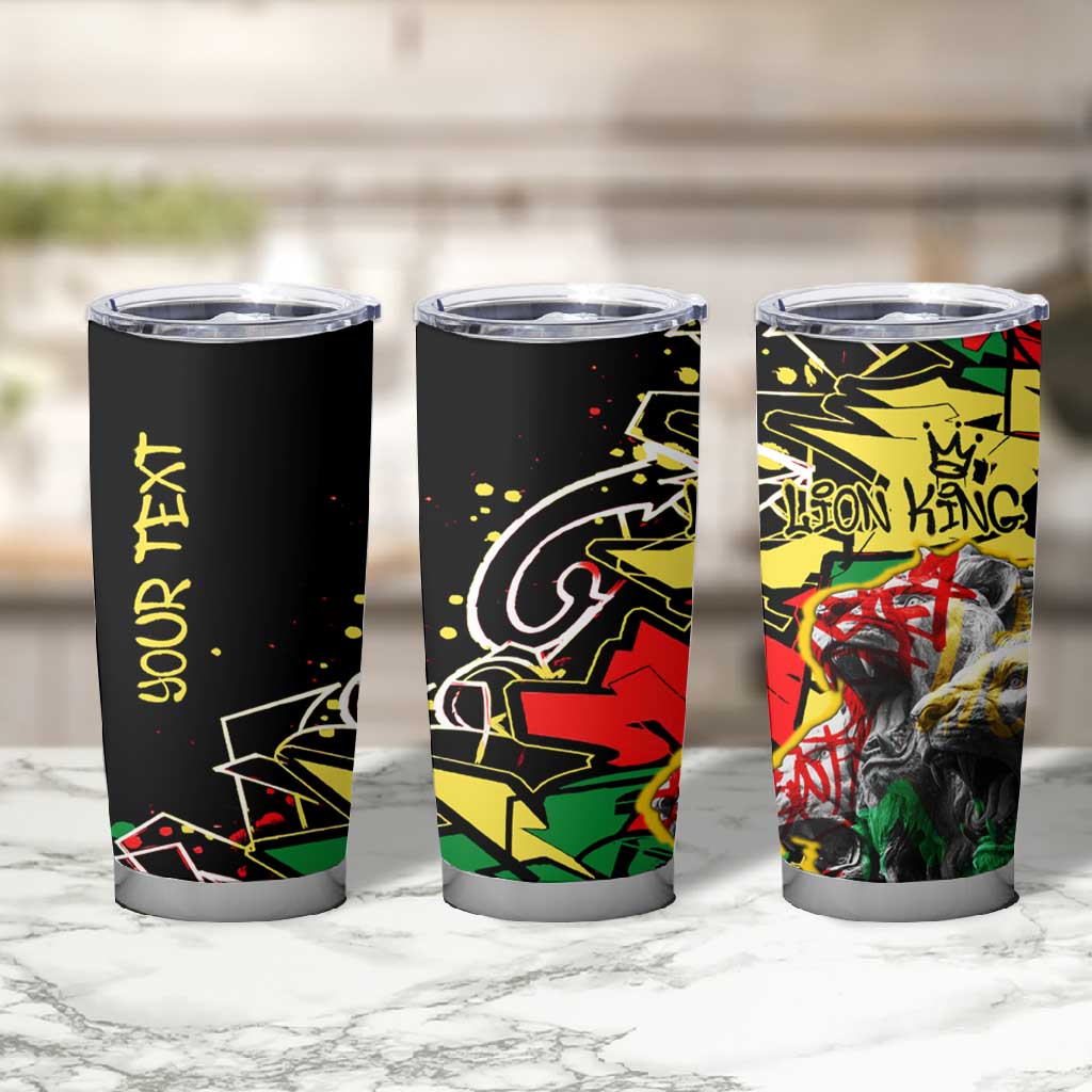 Lion King Africa Graffiti Tumbler Cup Bold Text and Neon Colors - African Pride