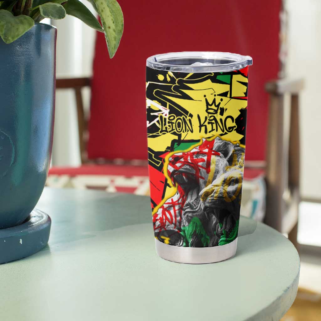 Lion King Africa Graffiti Tumbler Cup Bold Text and Neon Colors - African Pride