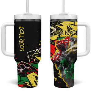 Lion King Africa Graffiti Tumbler With Handle Bold Text and Neon Colors - African Pride
