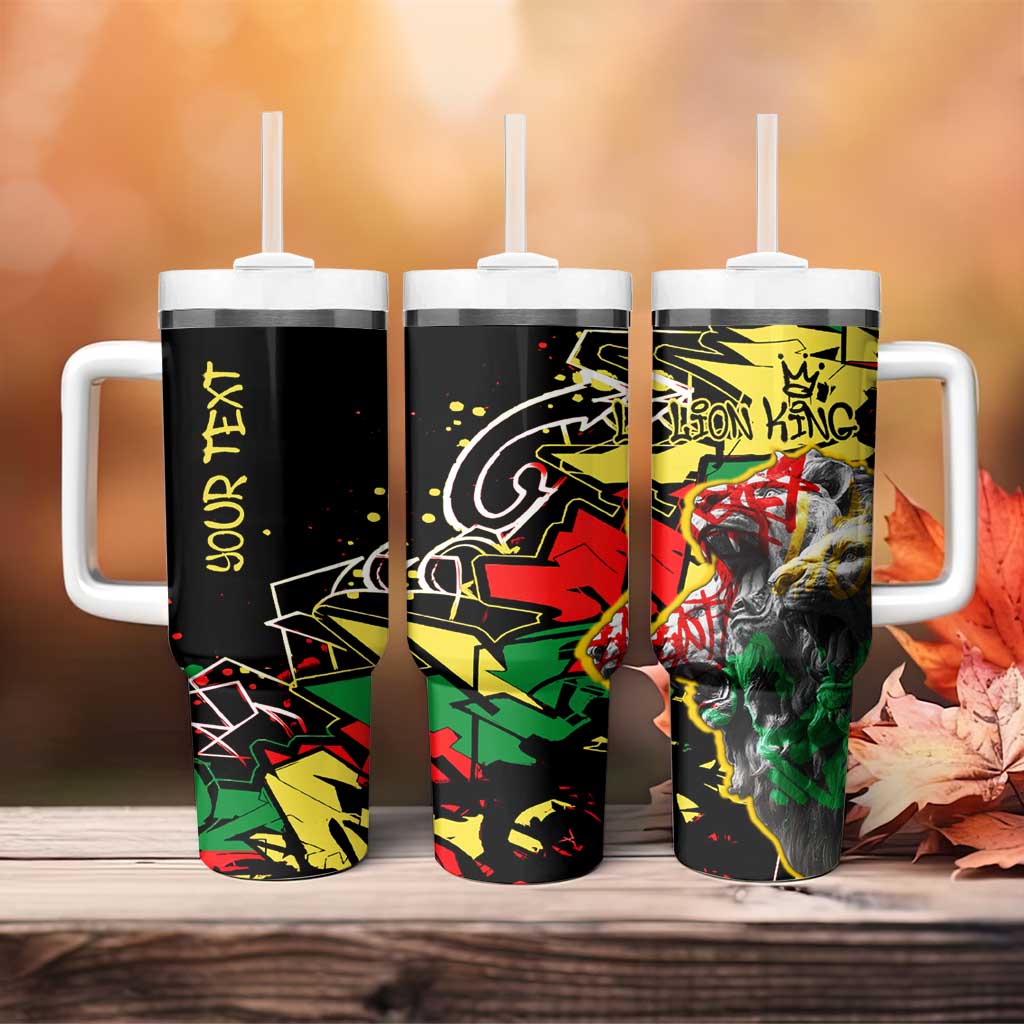 Lion King Africa Graffiti Tumbler With Handle Bold Text and Neon Colors - African Pride