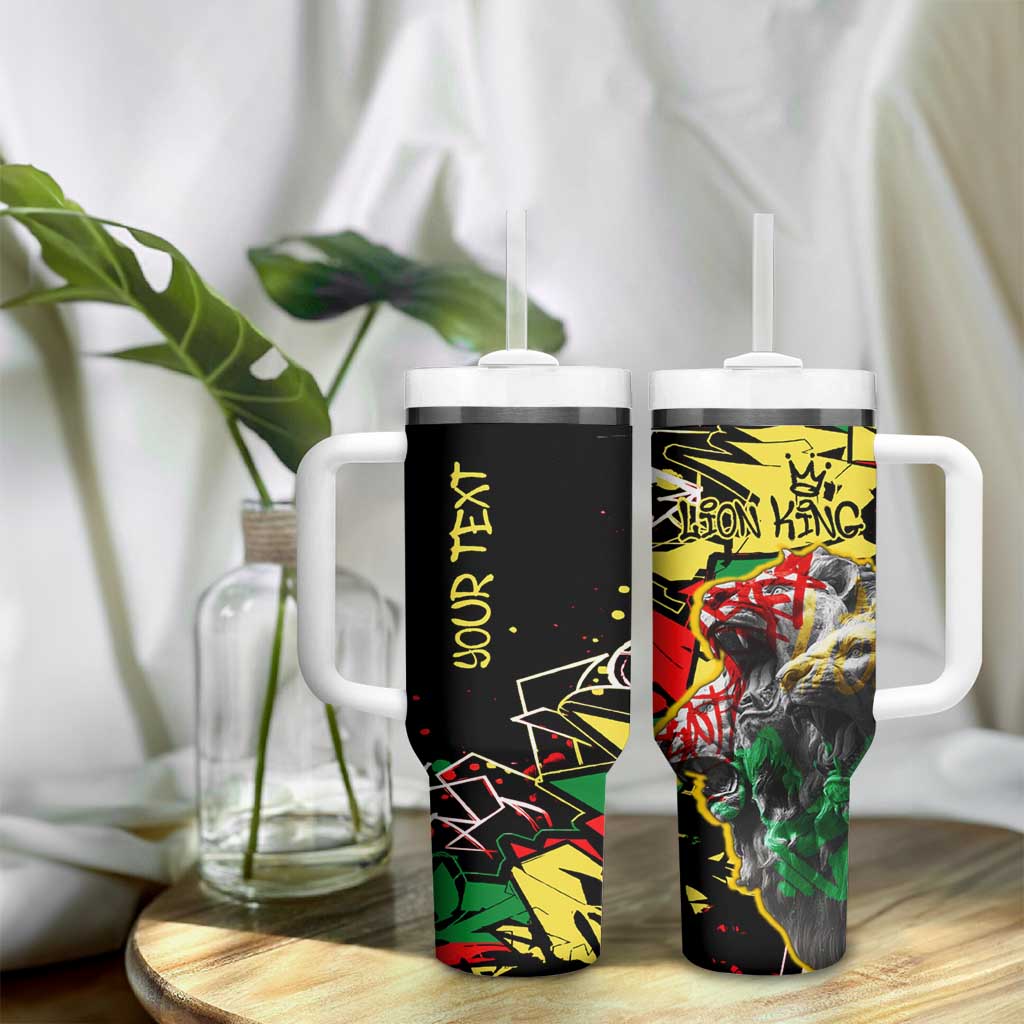 Lion King Africa Graffiti Tumbler With Handle Bold Text and Neon Colors - African Pride