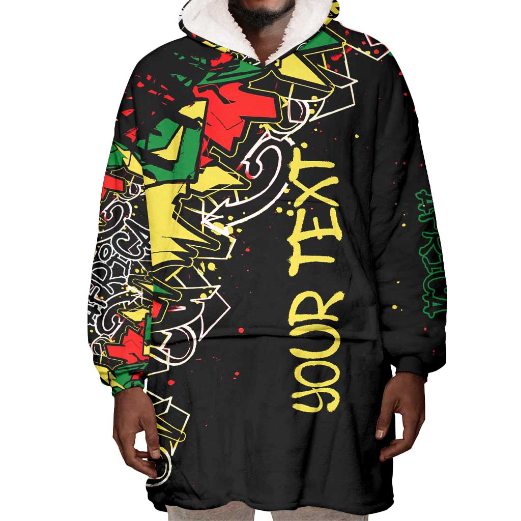 Lion King Africa Graffiti Wearable Blanket Hoodie Bold Text and Neon Colors - African Pride