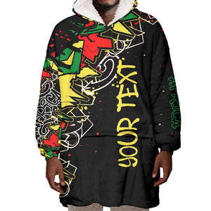 Lion King Africa Graffiti Wearable Blanket Hoodie Bold Text and Neon Colors - African Pride