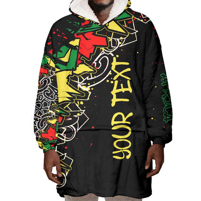 Lion King Africa Graffiti Wearable Blanket Hoodie Bold Text and Neon Colors - African Pride