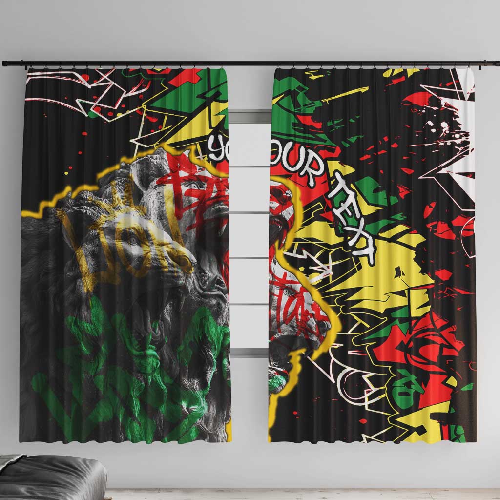 Lion King Africa Graffiti Window Curtain Bold Text and Neon Colors - African Pride