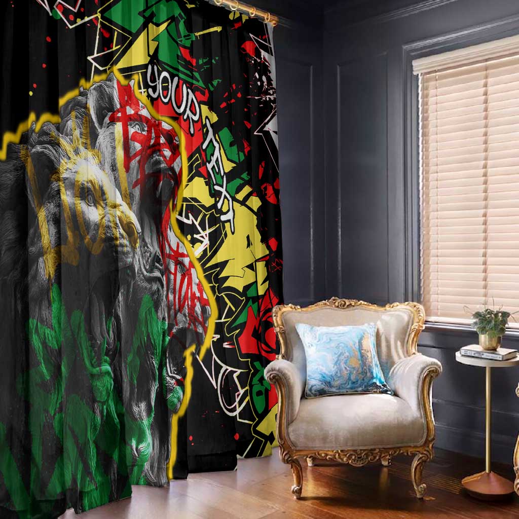 Lion King Africa Graffiti Window Curtain Bold Text and Neon Colors - African Pride
