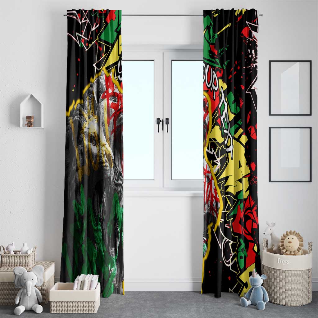 Lion King Africa Graffiti Window Curtain Bold Text and Neon Colors - African Pride