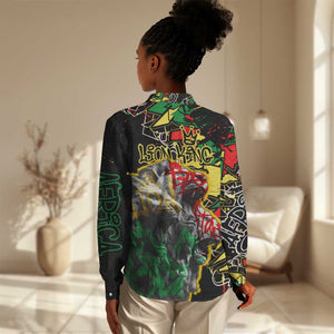 Lion King Africa Graffiti Women Casual Shirt Bold Text and Neon Colors - African Pride