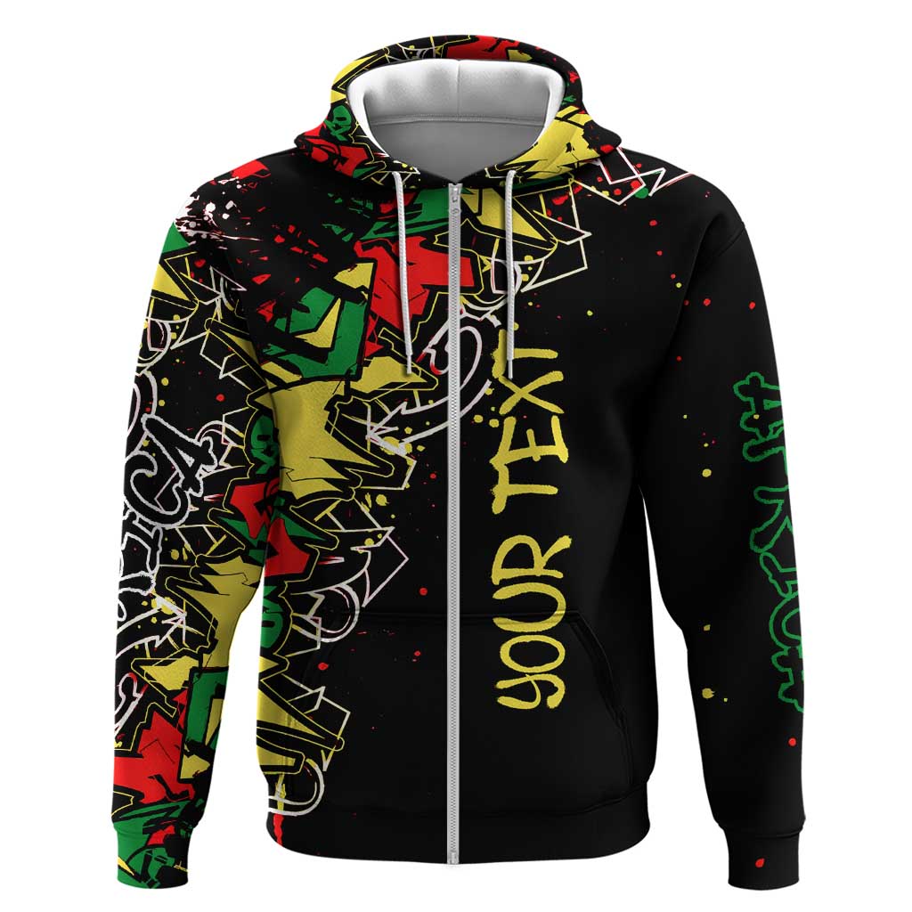 Lion King Africa Graffiti Zip Hoodie Bold Text and Neon Colors - African Pride