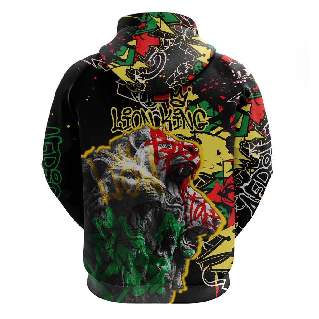 Lion King Africa Graffiti Zip Hoodie Bold Text and Neon Colors - African Pride