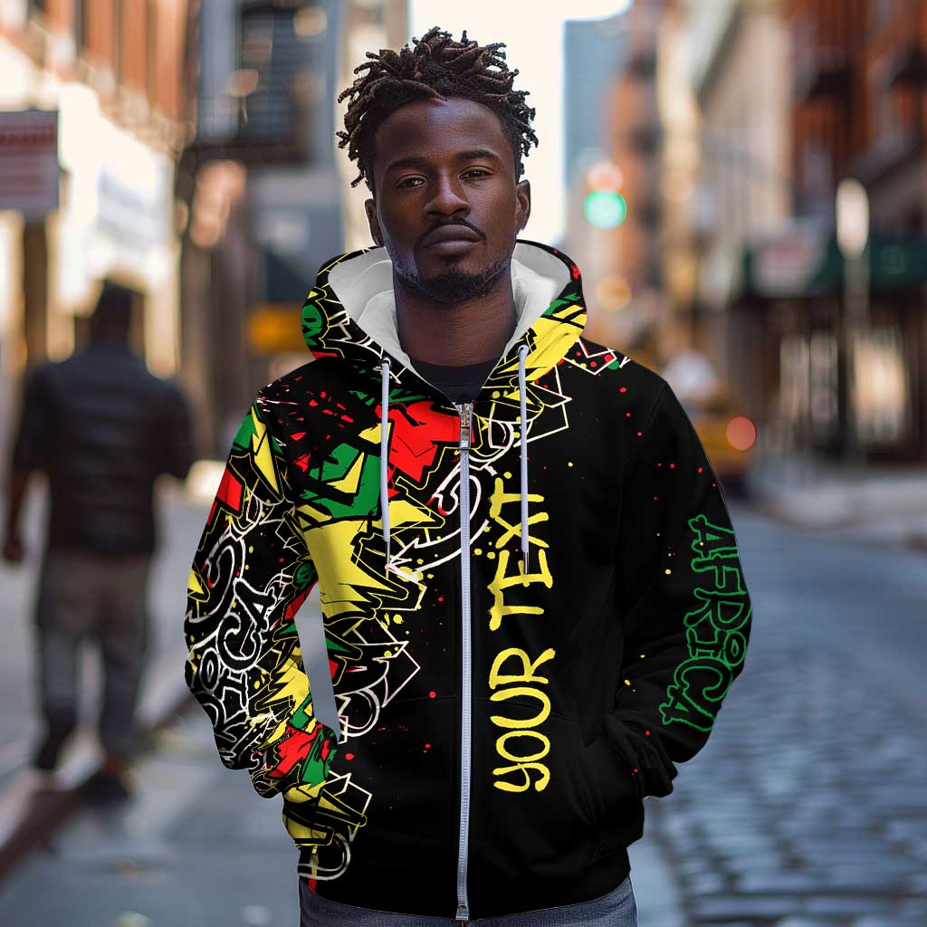 Lion King Africa Graffiti Zip Hoodie Bold Text and Neon Colors - African Pride