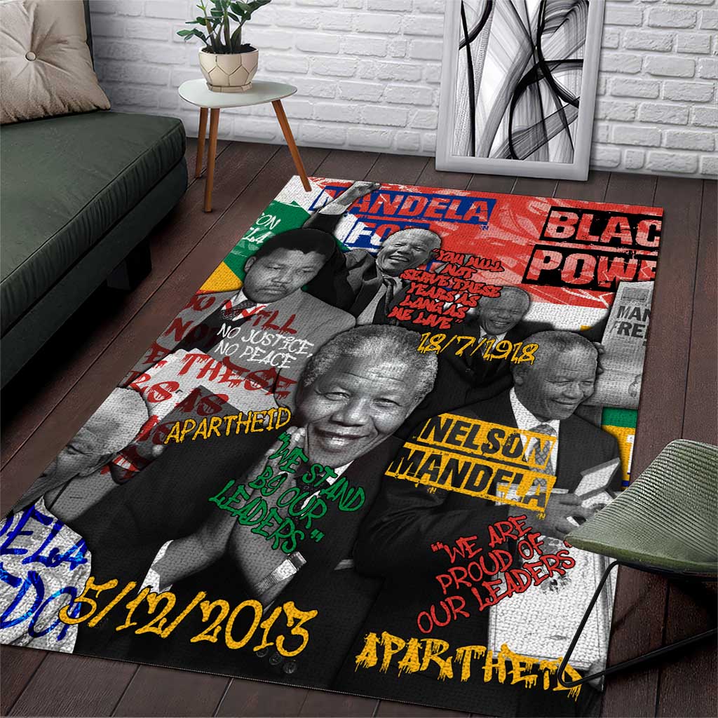 Nelson Mandela Graffiti Area Rug Street Spray Art Recreating The Life Of A Great Man - African Pride