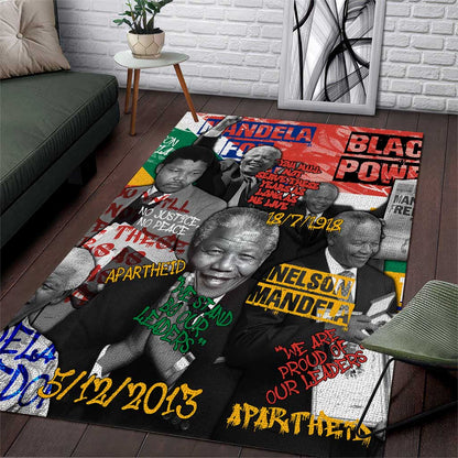 Nelson Mandela Graffiti Area Rug Street Spray Art Recreating The Life Of A Great Man - African Pride
