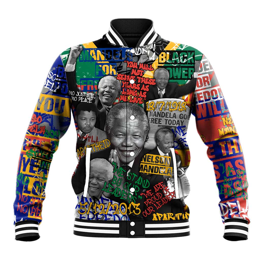 Nelson Mandela Graffiti Baseball Jacket Street Spray Art Recreating The Life Of A Great Man - African Pride