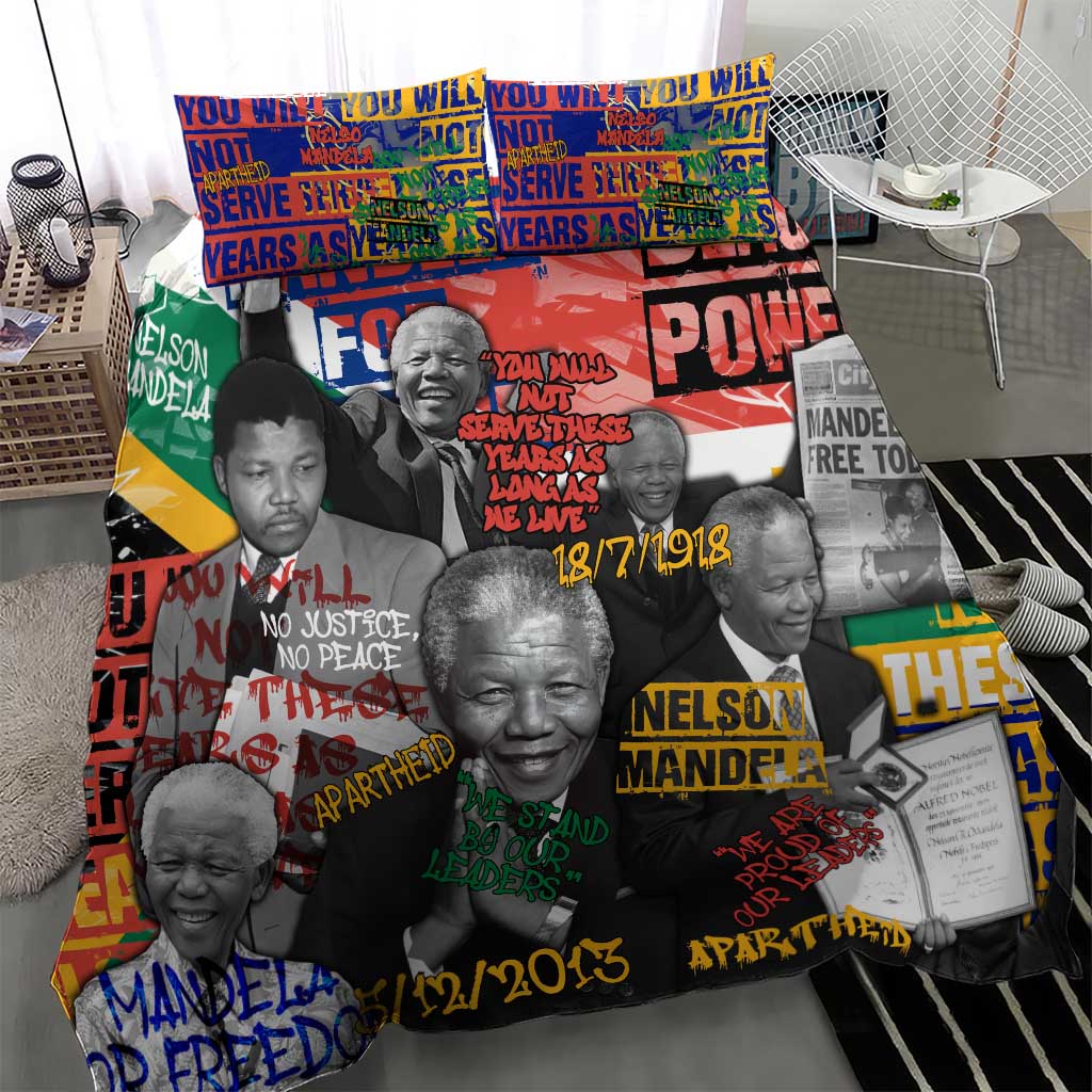 Nelson Mandela Graffiti Bedding Set Street Spray Art Recreating The Life Of A Great Man - African Pride