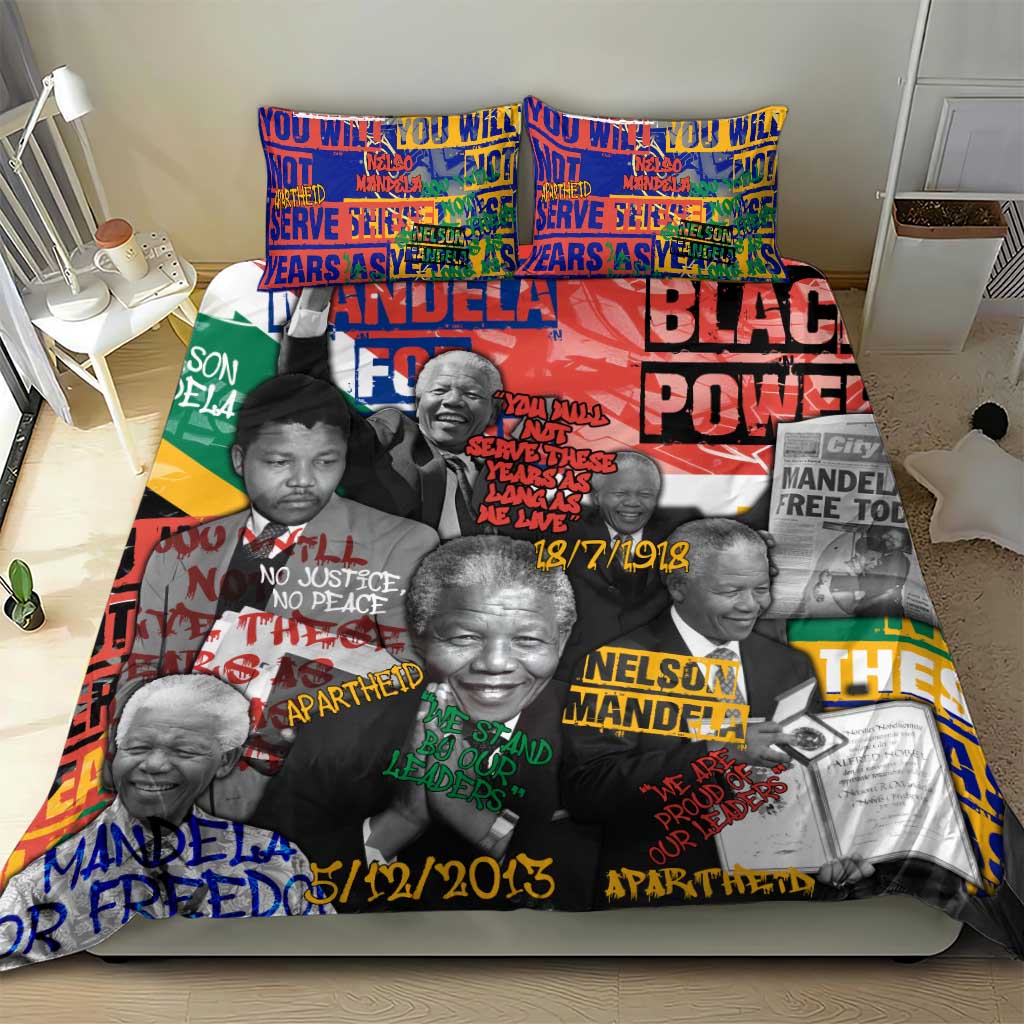 Nelson Mandela Graffiti Bedding Set Street Spray Art Recreating The Life Of A Great Man - African Pride